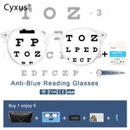 Cyxus Anti Blue Light Computer Reading Glasses Round Transparent Lens Eyewear Unisex (+1.0-+3.0) 206