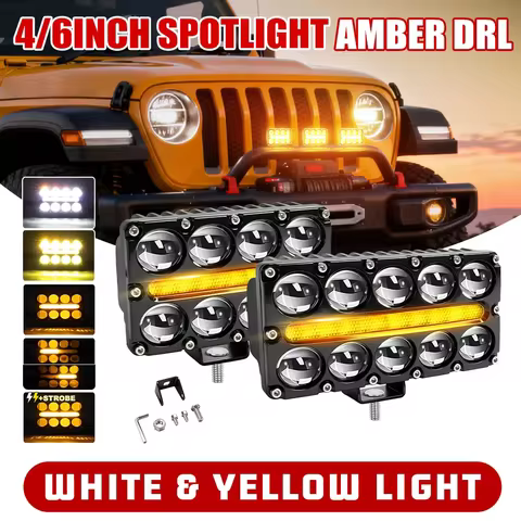 HAOLIDE 8/10 Lens Auxiliary Motorcycle Led Working Fog lights Projector Headlight Strobe Flashing Am