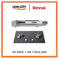 Rinnai RH-90ER/i (MS,G,S) Cooker Hood + RB-7302S-GBS 2 Burner Gas Hob