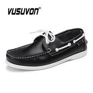 New Genuine Leather Men Casual Shoes Spring Fashion Docksides Boat Shoes England Men's Flats Luxury Brand Lace up Men Loafers