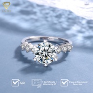 Lore Jewellery - Silver Princess Moissanite 3.0 CT VVS 1 Color Grade D Ring 18K White Gold/GRA INTER