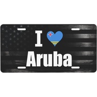 I Love Aruba Personalized Front Aluminum License Plate Suitable for Outdoor Play 6 X 12 in