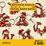 GANTUNGAN Acrylic Initial Keychain - Christmas | Cute Initial Souvenir Keychain