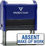Absent Make-up Work Teacher Self Inking Rubber Stamp (Blue Ink) - Medium