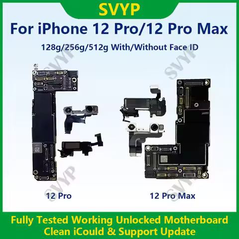 Fully Tested Authentic Motherboard For iPhone 12 Pro Max 128g/256g Unlocked Mainboard With Face ID C