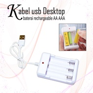 CHARGER DESKTOP KABEL USB BATERAI RECHARGABLE AAA / AA 3 SLOT
