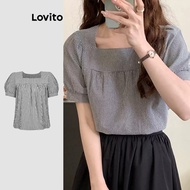Lovito Casual Blouse Gingham Frill Blouse for Women L117AD024 Lovito Blouse Takoha Gingham Frill Sum