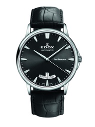 Edox les Bemont Automatic Day and Date black/steel/black ED83015-3-NIN