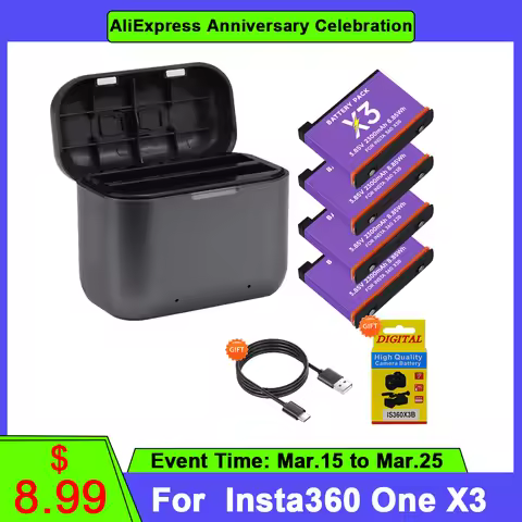 2300mAh for Insta360 One X3 Battery + Fast Charger Hub for Insta 360 One X 3 360 Panoramic Action Ca