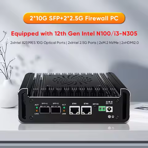 Kingnovy Solid Firewall Appliance 2x10G SFP+ Intel i3 N355 N305 N150 N100 2xi226-V 2.5G Mini PC DDR5