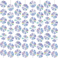 CD Disco Banners Retro 90s Theme CDs Paper Cutouts Hanging Swirl Ceiling Y2K Early 2000s Party Decor