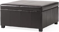 Christopher Knight Home 339626 Living Berkeley Brown Leather Square Storage Ottoman, Espresso