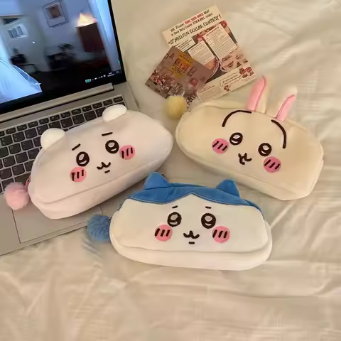 Plush Pencil Bag Hachiware Usagi Pencil Bag Japanese Cute Plush Stationery Bag Large Capacity Studen