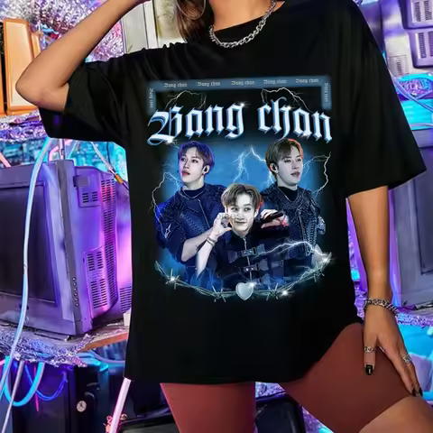 Vintage Bang Chan Skz T-shirt ROCK-STAR Album Shirt Rock Star Y2K Graphic