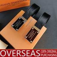 LV-3.8CM men's belt twill embossed black belt zinc alloy automatic buckle belt