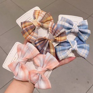 Women's Ribbon Hair Clips Checkered Flannel Ribbon Hair Pins Fashion Ribbon Hair Pins Checkered Stri