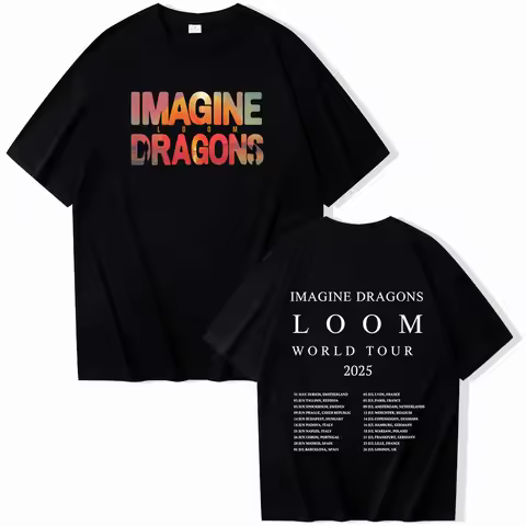 Imagine Dragons Loom Tour 2025 Short Sleeve T-shirt Harajuku O-neck Summer Casual Shirt Music Fans G