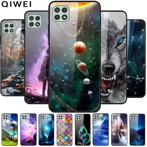 For Samsung Galaxy A22s 5G Case Tempered Glass Hard PC Back Cover For Samsung A22 5G Phone Cases A 2