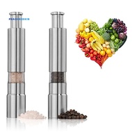 PEK-Kitchen Stainless Steel Manual Thumb Push Salt Spice Sauce Grinder Pepper Mill