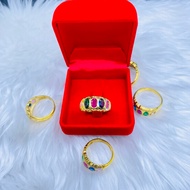 5 Brass Rings (5 Tamarind Rings) With Good Quality Cz Gems