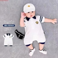 Cotton Newborn Baby Boy Short Sve Jumpsuit  Shirt Jumpsuit Handsome Boy Baby Clothes