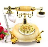 INPHIC-仿舊歐式電話旋轉撥號轉盤復古時尚玉石電話機家用座機包郵
