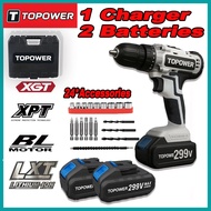 Local stock-DeWalt 299VF Cordless Drill Set Hammer Impact Drill bits 2 Battery Electric Screwdriver 