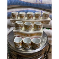 Set of 3 Cups with base. Set of 5l Cups with base and 3 Dragon White Cups