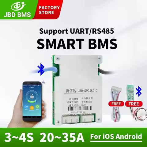 JBD Smart Bms Lifepo4 BMS 4S Lithium Battery Balance Board 20A 30A 35A Same Port Temp Sensor With UA