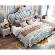 Master Room King European Bed Frame Noble Elegant Modern Bed Silver Carved Bed Frame Bedroom Katil M