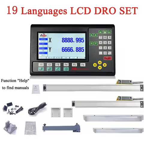 19 Language 2 Axis LCD DRO Digital Readout AC220V/110V And 2 Pcs 50-1000mm Linear Scale Encoder Sens