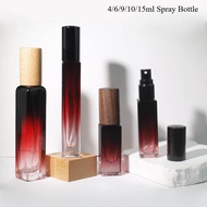 4/6/9/10/15ml Perfume Spray Bottle Black Red Glass Travel Wooden Lid Refillable Sample Empty Bottle