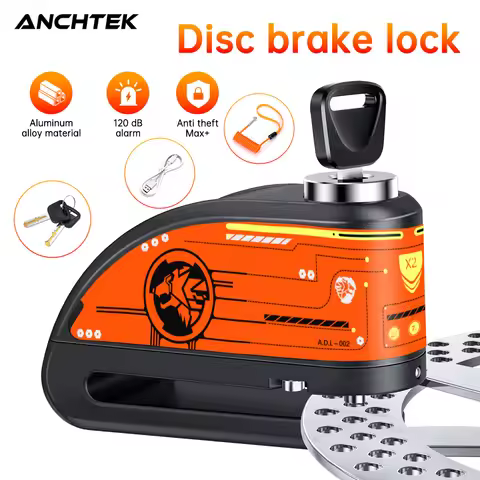 Anchtek Motorcycle Burglar Alarm Lock Waterproof Bicycle Alarm 120db Warning Security Lock Moto Disc