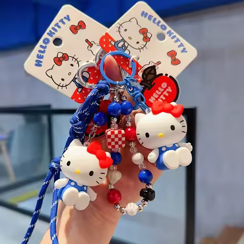 Kawaii Sanrio Hello Kitty 50Th Anniversary Keychain Cartoon Woman Bag Accessory Collecting Toys Char