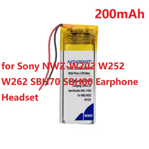 HSABAT 200mAh AHB401230UPC-02 Battery for Sony NWZ-W202 W252 W262 SBH70 SBH80 Earphone Headset