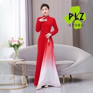 [M-5XL] Long Sleeve Long Cheongsam Dress Woman Plus Size Color Gradient Cheongsam Elegant Cheongsam 