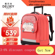 YQ55 DELSEY Schoolbag Children Trolley Schoolbag Primary School Student Backpack Girls Cartoon1-6Grade Student Four-Whee