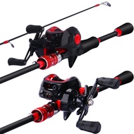 FRRTC Fishing Full Set 2 Sections Casting Rod Baitcasting 7.2:1 Gear Ratio Fishing Reels Line Lure J