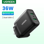 UGREEN 36W UK USB Charger Quick Charge 3.0 Type C PD Fast Charging