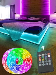 1入組5m150LED20鍵遙控音樂同步RGB智能燈條適用於房間和派對環境裝飾用品