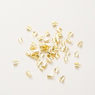 50pcs 6-9mm 18K Gold Plated Fold Over Cord Ends Klip Penutup Tali Tak Karat DIY Bracelet Jewelry