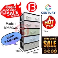 (B Boss) (Siap Pasang) B-9350M B9350MC B9350-MC Century 5 TIER Plastic Drawer Big Drawer CENTURY 9350 9350mc b9350m