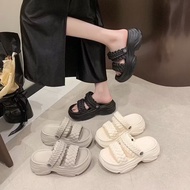 Slingback sandals for going to the beach and going out with 6cm high sole and cute sticker pattern H