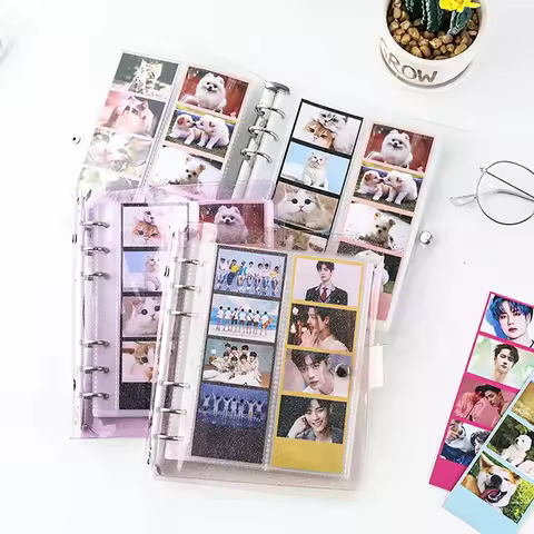 A6 Glitter Photocard Binder 100 Photos for 2x6 Inch Photo Strips Bookmark Photo Booth Frame Album Id