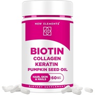 Biotin Supplement 10000mcg with Collagen Peptides Keratin and Pumpkin Seed Oil for Hair Skin and Nai