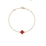 Van Cleef Four-Leaf Lucky Alhambra Series Carnelian Bracelet