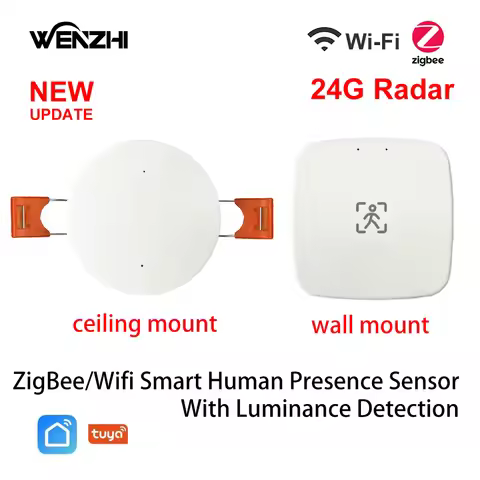 ZigBee Wifi 24G MmWave Radar Human Presence Motion Sensor With Luminosity/Distance Detection 5/110/2