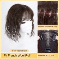 9*10-25cm 100% Human Hair Piece Curly  Black And Dark Brown  Hair Topper Hair Replacement Cover Whit