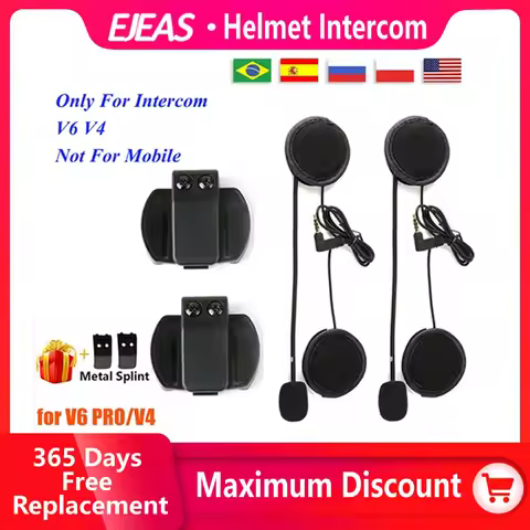 EJEAS V6 PRO Helmet Intercom Clip 3.5mm Microphone Speaker Headset for Vnetphone V4 Motorcycle Bluet