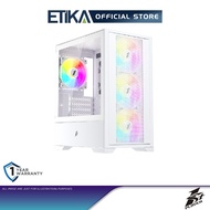 1st Player GO2 WHITE M-ATX Gaming Case | Micro ATX Tempered Glass PC Gaming Casing with 4x F7 ARGB F